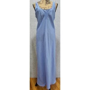 Vintage Victoria Secret 100% Silk Long Slip Gown, Dress, Embroidered Neck  Sz L